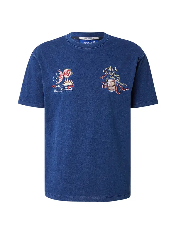 SCOTCH & SODA SCOTCH & SODA Majica 'The 40th Annive'  indigo / svijetloplava / svijetložuta / trešnja crvena