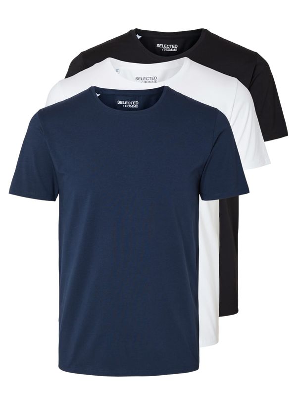 Selected SELECTED HOMME Majica 'SLHROLAND'  mornarsko plava / crna / bijela