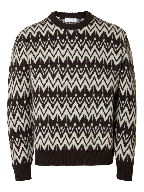 SELECTED HOMME SELECTED HOMME Pulover 'SLHPINE'  čokolada / bijela