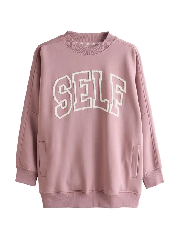 self. self. Sweater majica  ecru/prljavo bijela / prljavo roza