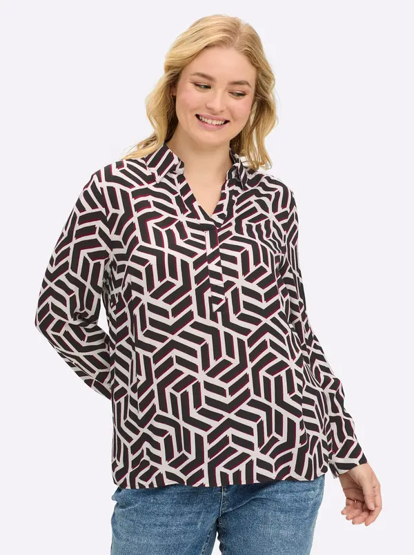 sheego SHEEGO Bluza  bordo / crna / bijela