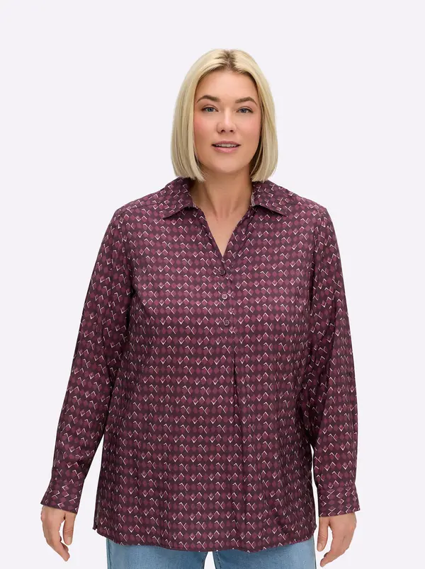 sheego SHEEGO Bluza  burgund / bijela