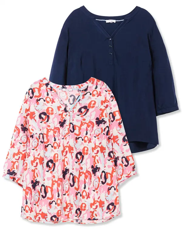 sheego SHEEGO Bluza  tamno plava / narančasta / rosé / bijela