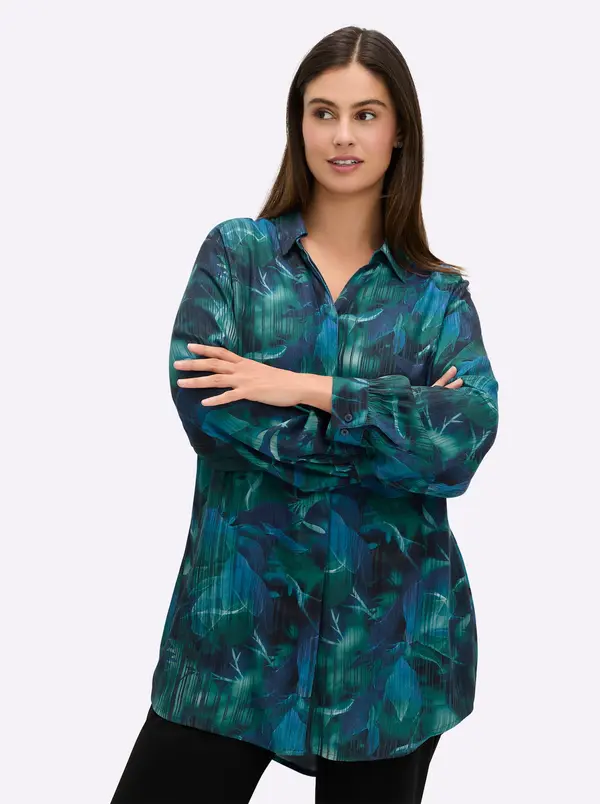 sheego SHEEGO Bluza  tamno plava / petrol / kraljevski zelena