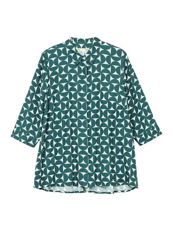 sheego SHEEGO Bluza  tamno zelena / bijela