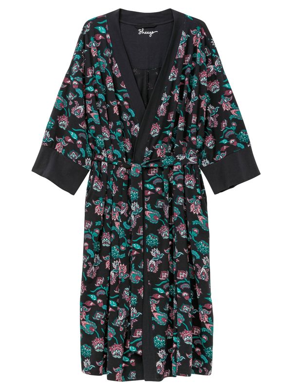 SHEEGO SHEEGO Kućni ogrtač  smaragdno zelena / roza / boja vina / crna