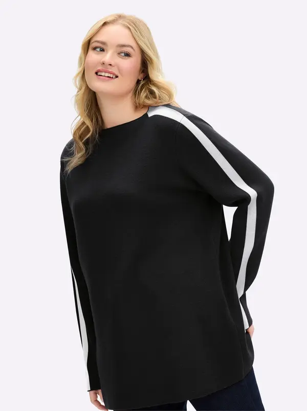 sheego SHEEGO Pulover  crna / bijela