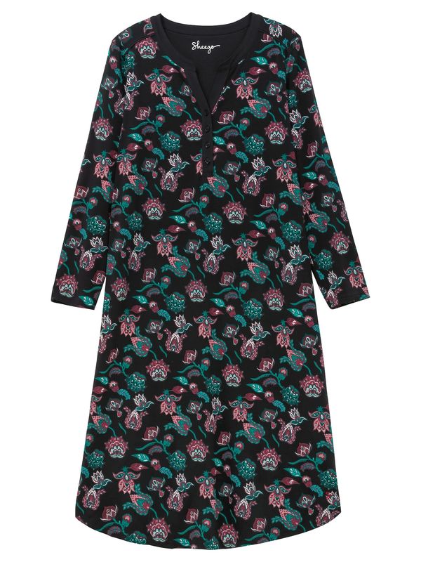 SHEEGO SHEEGO Spavaćica košulja  zelena / tamno roza / crna / bijela