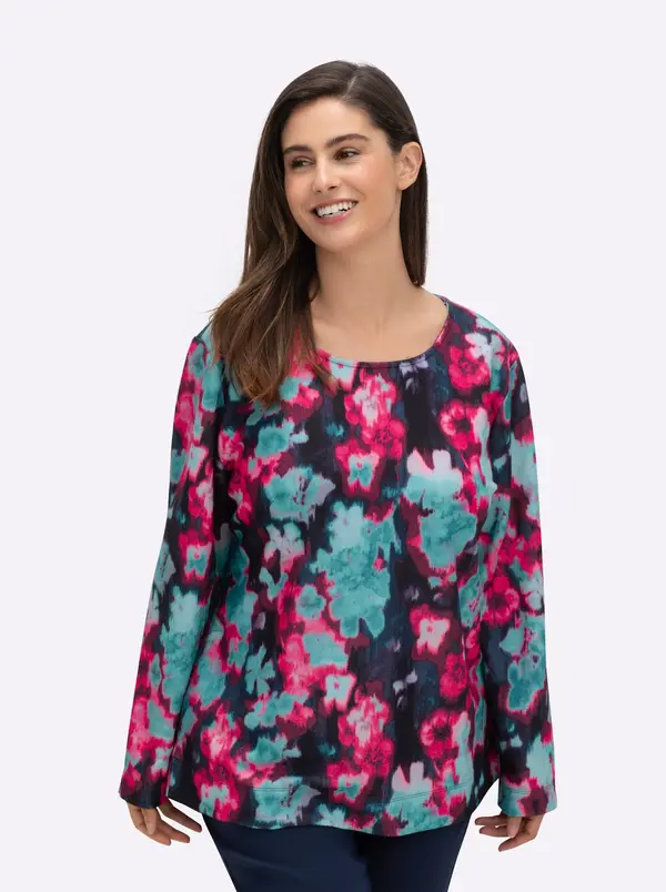 sheego SHEEGO Sweater majica  mornarsko plava / tirkiz / fuksija