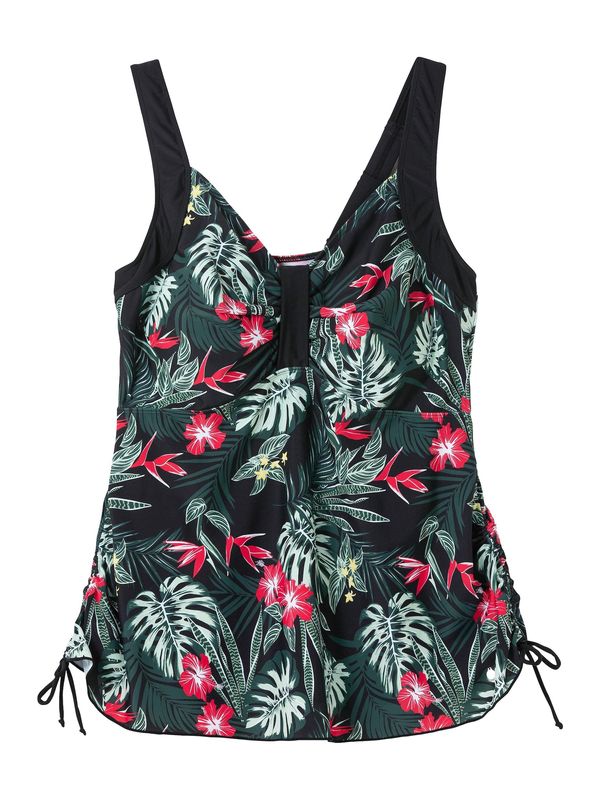 SHEEGO SHEEGO Tankini top  zelena / crna / bijela