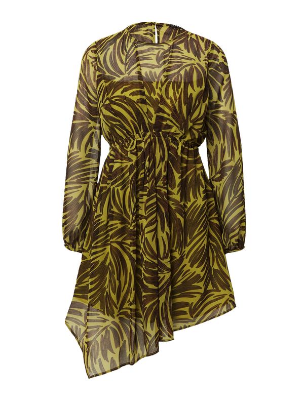 Sisley Sisley Haljina  smeđa / sivkasto zelena / crna