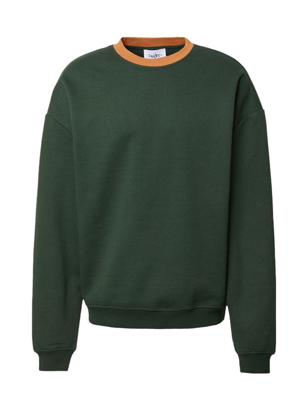 Smiles Smiles Sweater majica 'Falk'  tamno zelena / narančasta