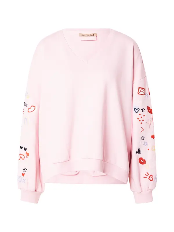 Smith&Soul Smith&Soul Sweater majica  svijetloplava / roza / crvena / bijela