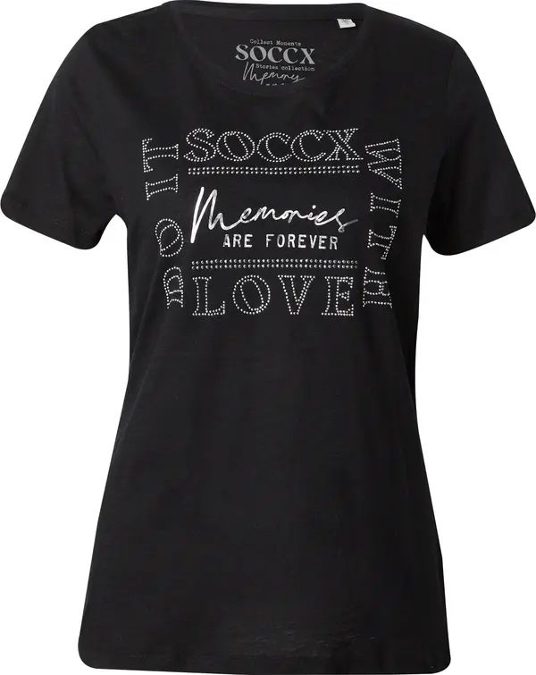 Soccx Soccx Majica 'Memory Lane'  crna / srebro