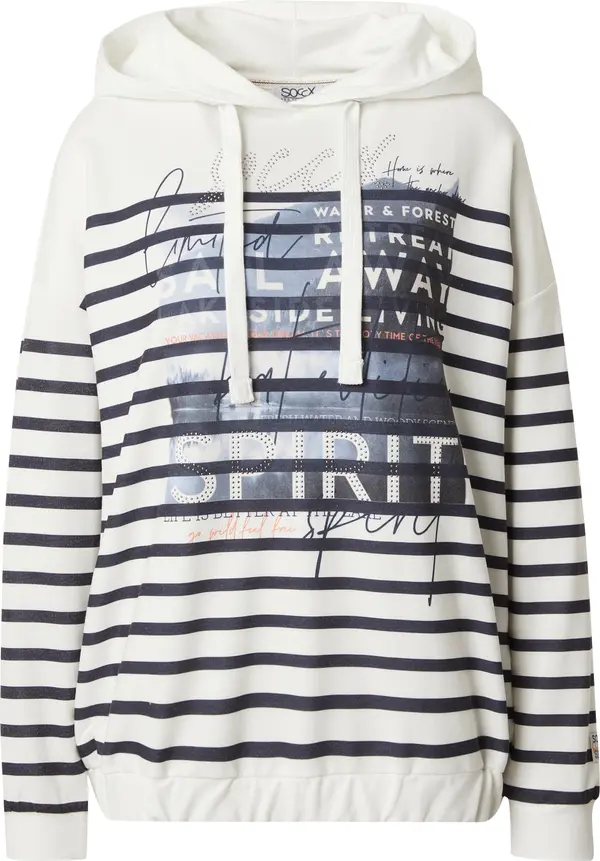 Soccx Soccx Sweater majica 'Rock The Boat'  tamno plava / narančasta / srebro / bijela