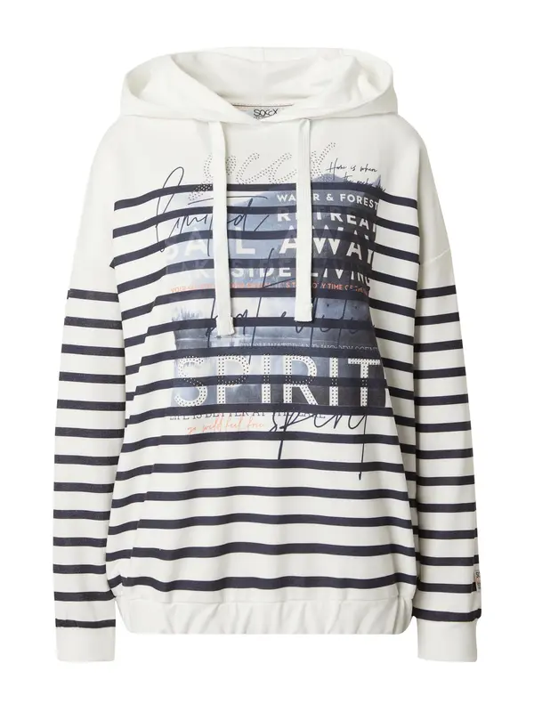 Soccx Soccx Sweater majica 'Rock The Boat'  tamno plava / narančasta / srebro / bijela