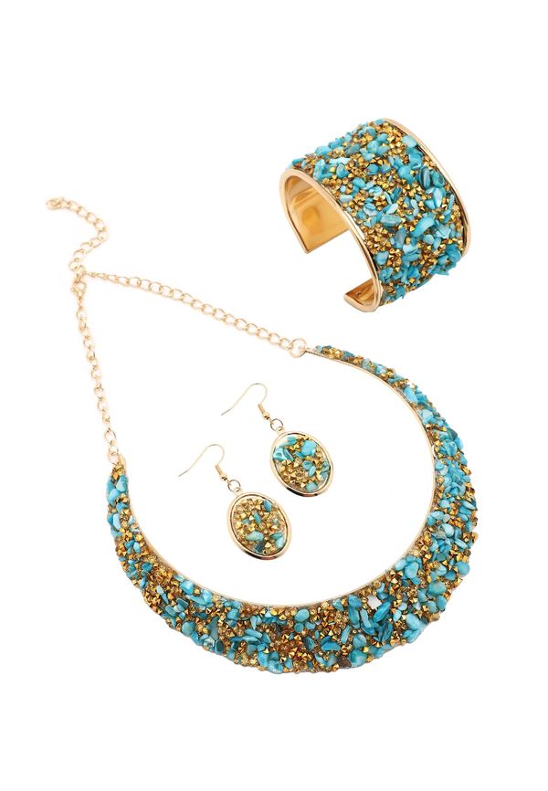 SOHI SOHI Komplet nakita 'Delta'  tirkiz / zlatna