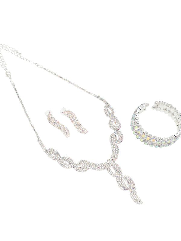 SOHI SOHI Komplet nakita 'Suruchi'  svijetloplava / svijetlozelena / srebro / prozirna