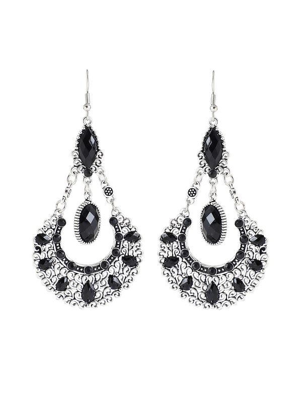 SOHI SOHI Naušnice ' Corrine '  crna / srebro