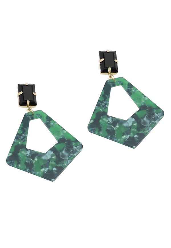 SOHI SOHI Naušnice ' Mariah '  zlatna / tamno zelena / crna