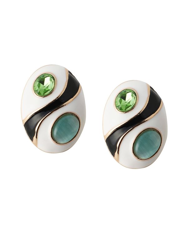SOHI SOHI Naušnice ' Nazma '  zlatna / zelena / crna / bijela