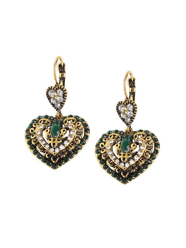 SOHI SOHI Naušnice 'Sabiya'  zlatna / tamno zelena / crna / srebro