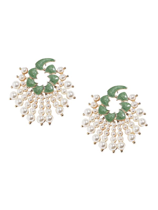 SOHI SOHI Naušnice 'Soonam'  zelena / bijela