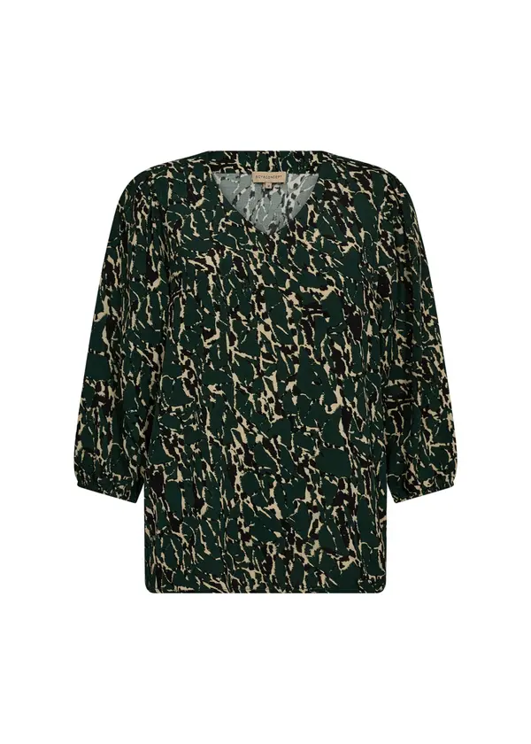 Soyaconcept Soyaconcept Bluza 'VICKIE'  šampanjac / tamno zelena / crna