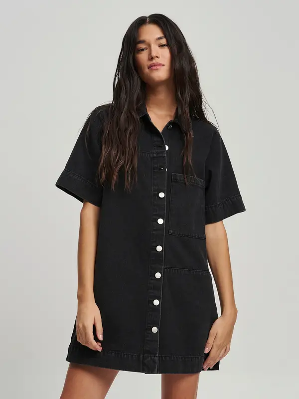 St MRLO St MRLO Haljina 'DENIM SHIRT DRESS'  crna