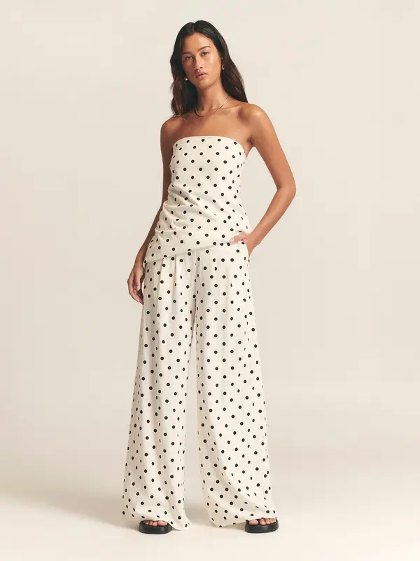 St MRLO St MRLO Hlače 'SEB WIDE LEG PANTS'  crna / bijela