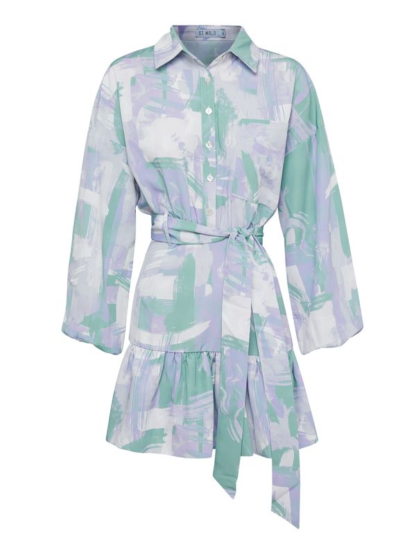 St MRLO St MRLO Košulja haljina 'PATI'  zelena / ljubičasta