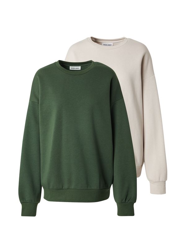 STUDIO SELECT STUDIO SELECT Sweater majica 'Lotta'  ecru/prljavo bijela / kraljevski zelena