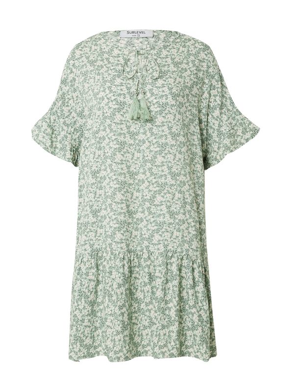 Sublevel Sublevel Haljina  smeđa / pastelno zelena / bijela