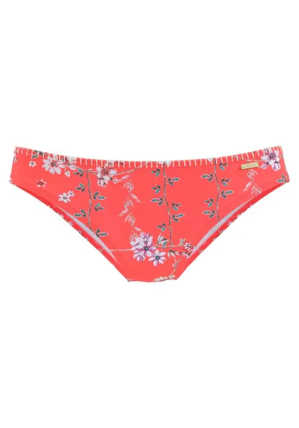 SUNSEEKER SUNSEEKER Bikini donji dio 'Ditsy'  svijetlosmeđa / kraljevski zelena / ljubičasta / narančasto crvena / bijela