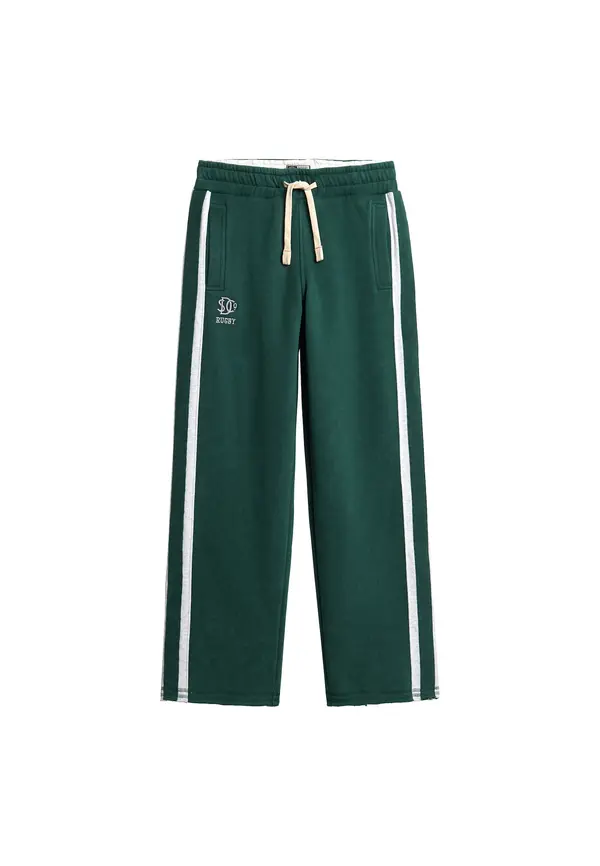 Superdry & Co Superdry & Co Hlače 'Athletic Fives'  smaragdno zelena / bijela