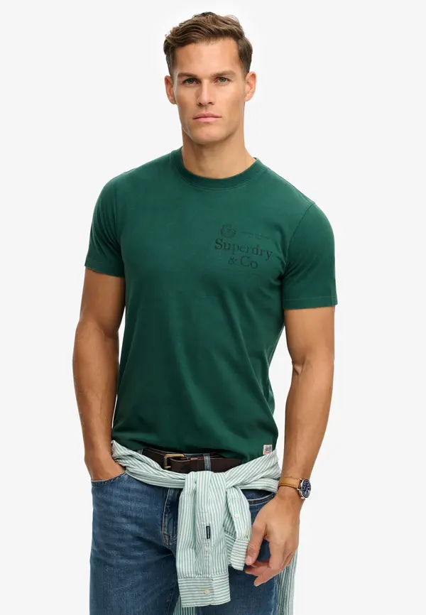 Superdry & Co Superdry & Co Majica '1954 Company'  smaragdno zelena / crna