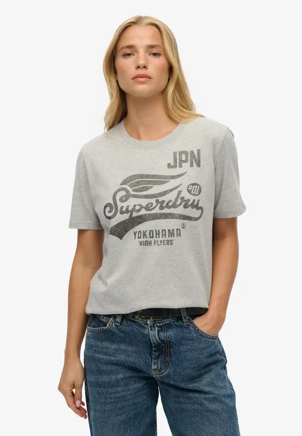 Superdry & Co Superdry & Co Majica 'High Flyers'  siva melange / crna