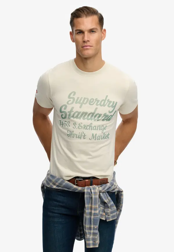 Superdry & Co Superdry & Co Majica 'Industry Worker'  ecru/prljavo bijela / žad