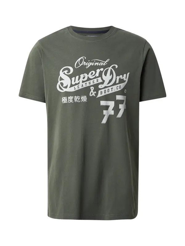 Superdry & Co Superdry & Co Majica 'Leather & Boot'  svijetlosiva / maslinasta