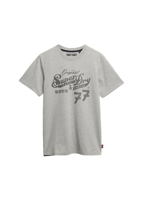 Superdry & Co Superdry & Co Majica 'LEATHER & BOOT'  tamo siva / siva melange