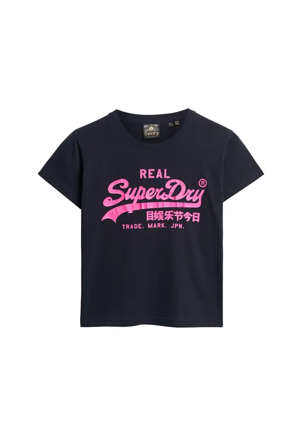 Superdry & Co Superdry & Co Majica  mornarsko plava / neonsko ljubičasta