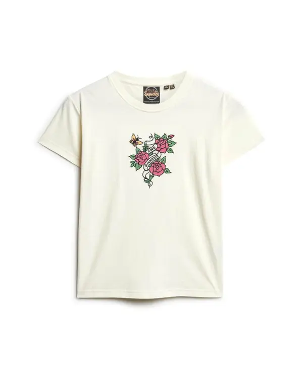 Superdry & Co Superdry & Co Majica 'TATTOO'  boja pijeska / zelena / roza / crna