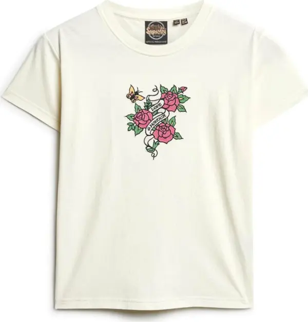 Superdry & Co Superdry & Co Majica 'TATTOO'  boja pijeska / zelena / roza / crna