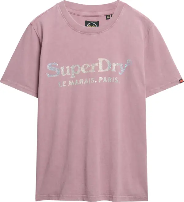 Superdry & Co Superdry & Co Majica 'Venue'  bež / sivkasto ljubičasta (mauve) / srebro