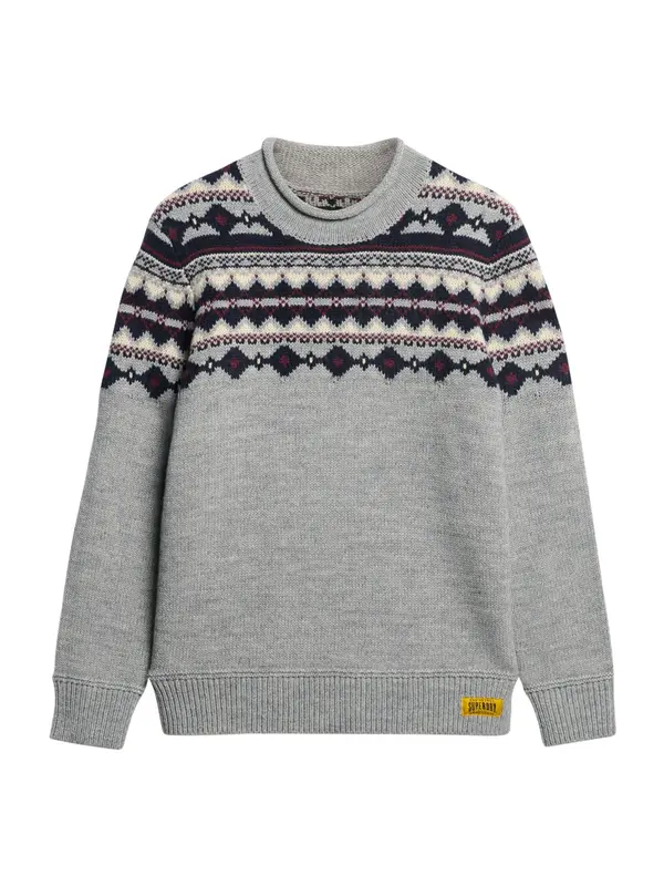 Superdry & Co Superdry & Co Pulover 'FAIRISLE'  noćno plava / siva melange / tamno zelena / bijela