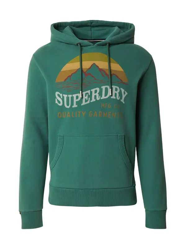 Superdry & Co Superdry & Co Sweater majica 'Outdoors Mountain'  kestenjasto smeđa / senf / smaragdno zelena / pastelno zelena