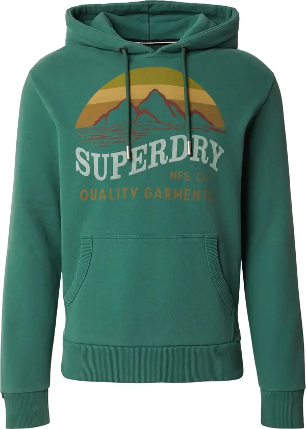 Superdry & Co Superdry & Co Sweater majica 'OUTDOORS MOUNTAIN'  kestenjasto smeđa / senf / smaragdno zelena / pastelno zelena