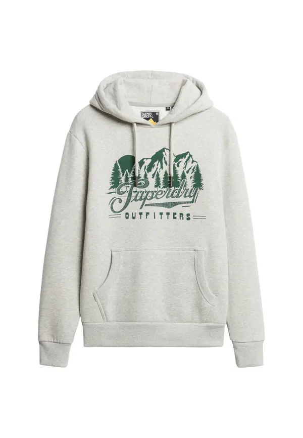Superdry & Co Superdry & Co Sweater majica 'Outfitters'  siva melange / tamno zelena