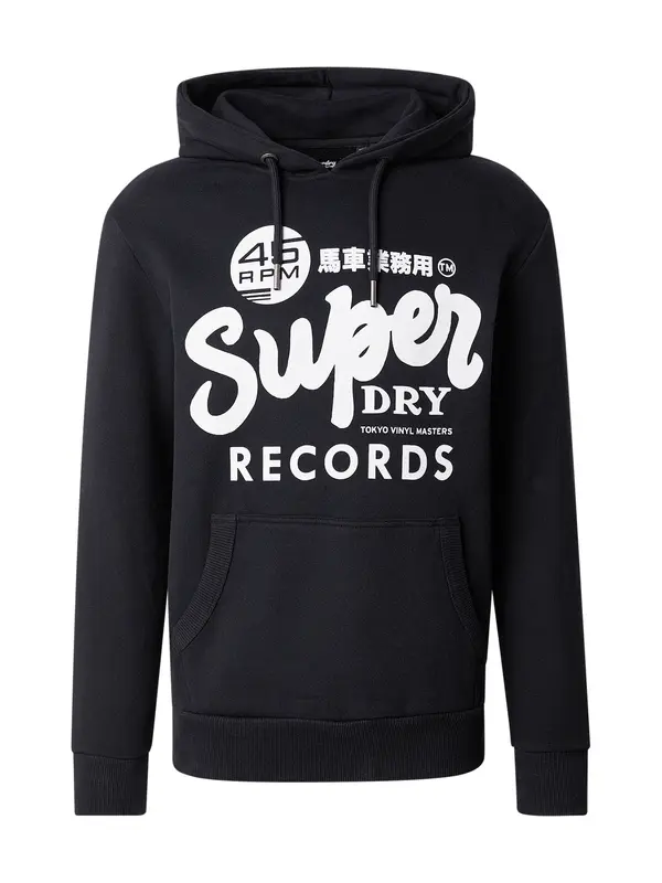 Superdry & Co Superdry & Co Sweater majica 'RECORDS'  svijetlosiva / crna