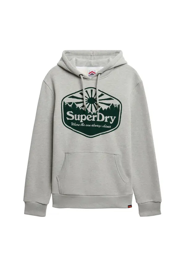 Superdry & Co Superdry & Co Sweater majica 'Sun'  siva melange / kraljevski zelena